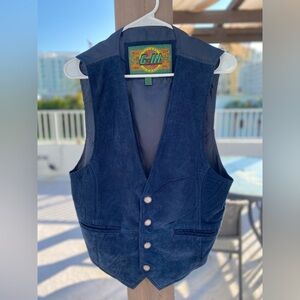 Global Identity G-111 Navy Blue Leather vest westerncore lagenlook